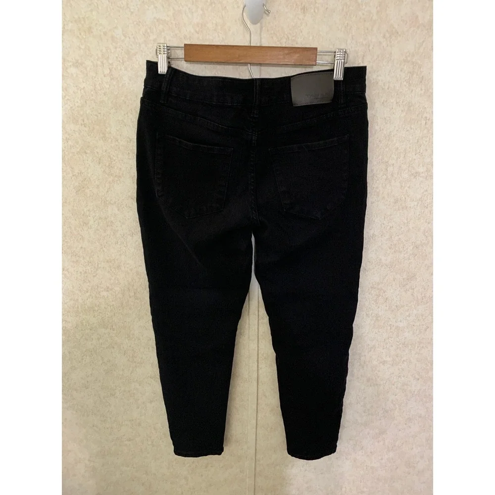 Tahari Premium Denim Womens Black Skinny‎ Jeans Gold Hardware Size 10/30 Ankle